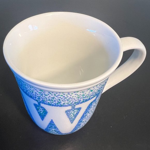 BETTER HOMES AND GARDENS  Letter W Monogram Initial Green & Blue Dotted Mug NWT - Picture 3 of 5